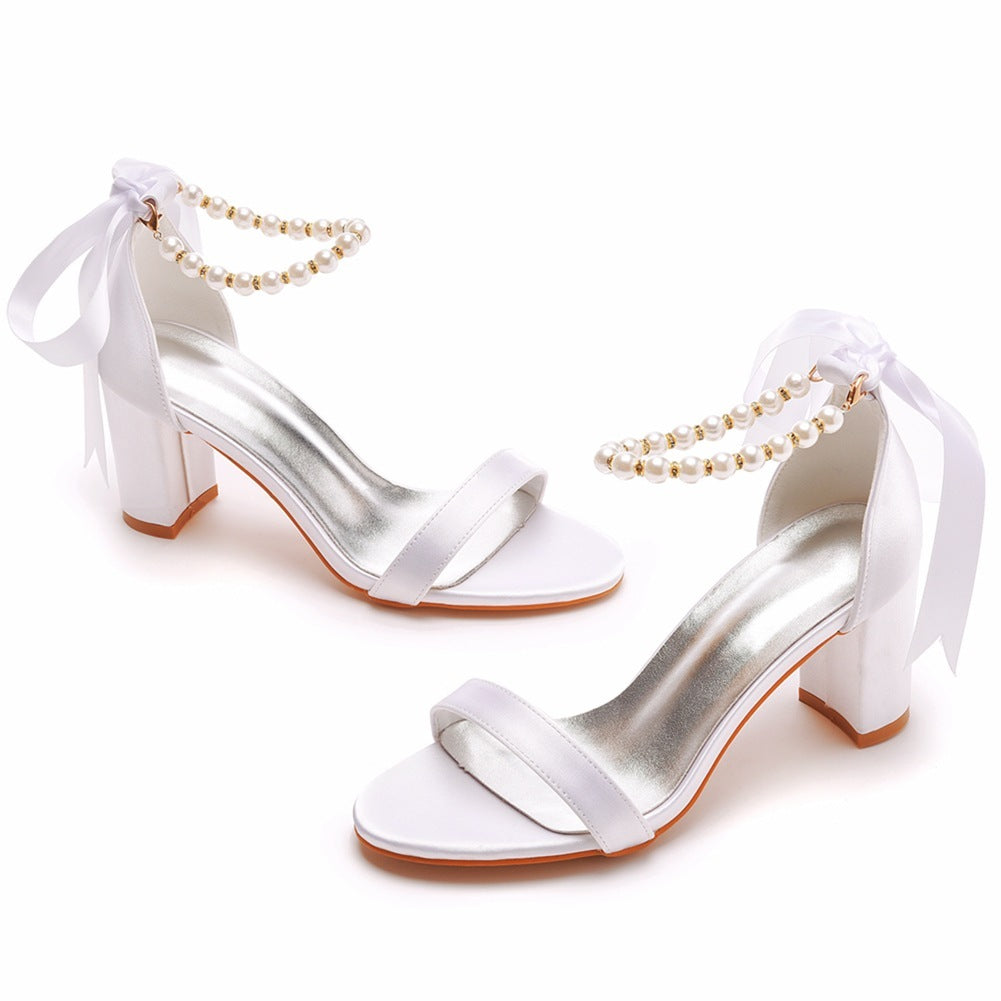 Women's Shallow Mouth Strap Square Heel Sandals