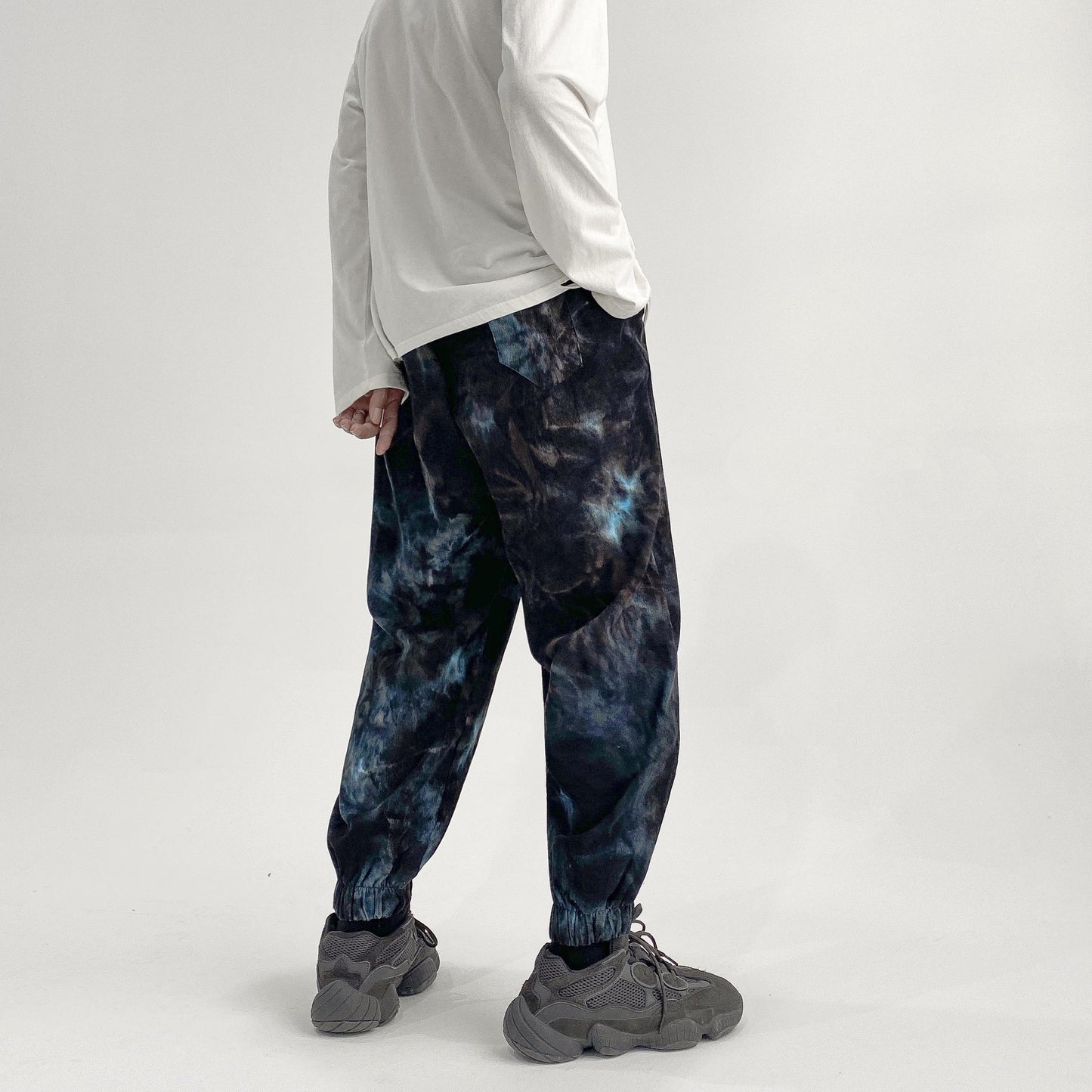 Men's tie-dye tie-dye cropped overalls casual pants