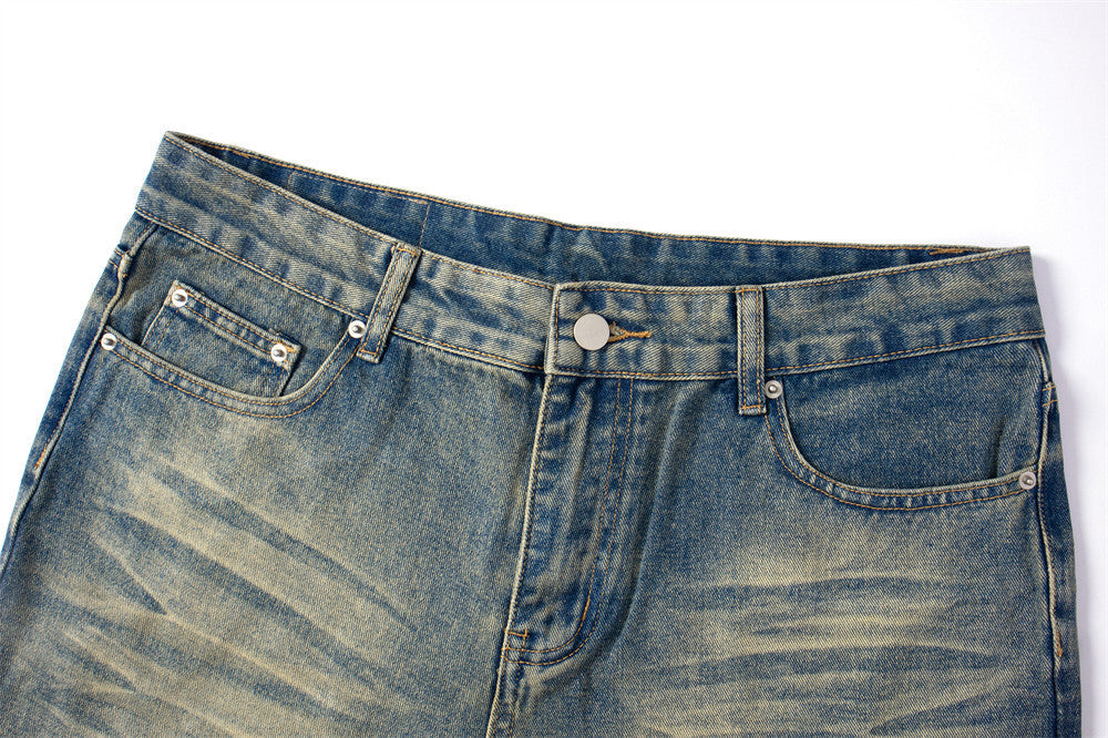 Gradient Wash Denim Straight-leg Trousers Men's Punk