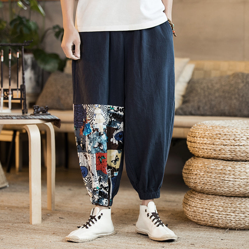 Chinese style cotton and linen pants