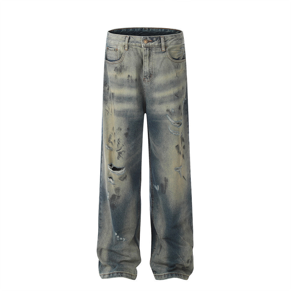 Distressed Dirty Ripped Jeans For Men