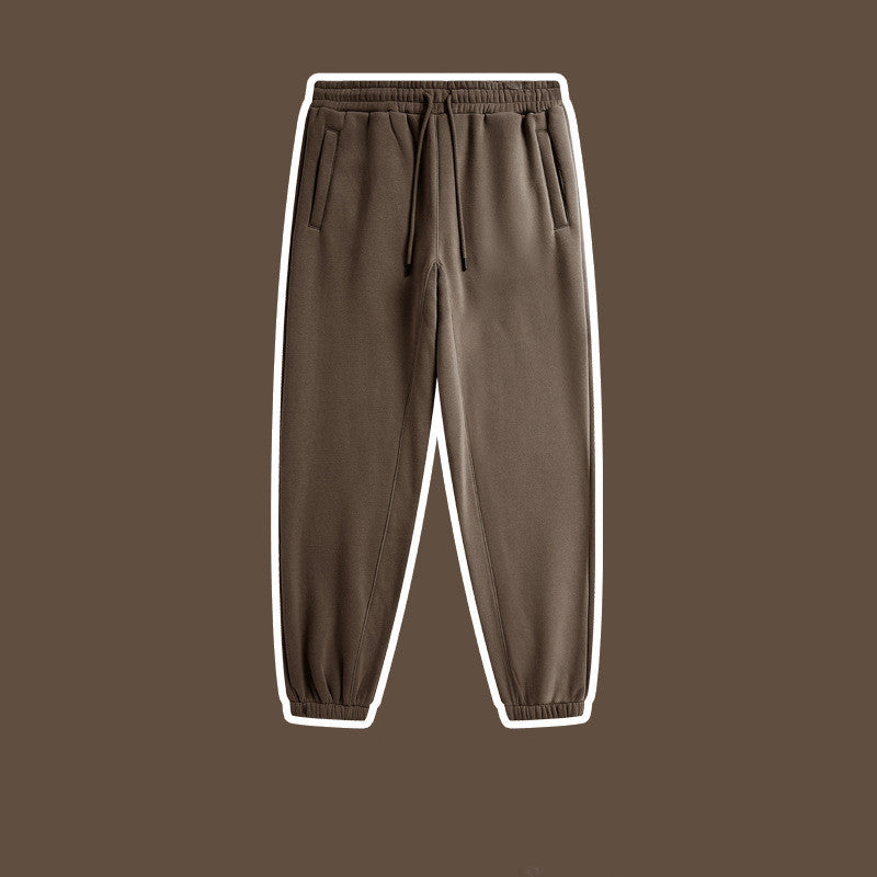 Men's Solid Color Casual Fleece Sweatpants American Fashion Brand