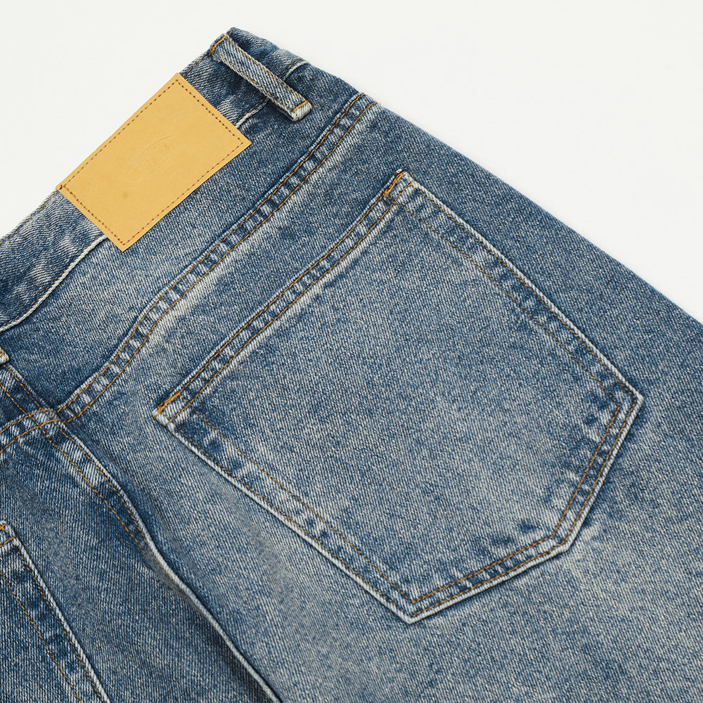 Washed Wide-leg Jeans Men's Loose