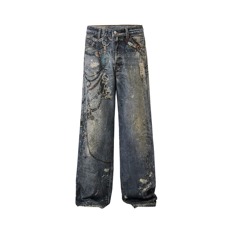 Jeans Men's Fashion Brand Loose Wide-leg Straight Trousers