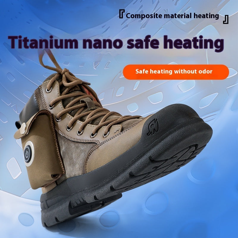 Heating Snow Boots Fleece-lined Thick Non-slip Electric Heating Cotton Shoes