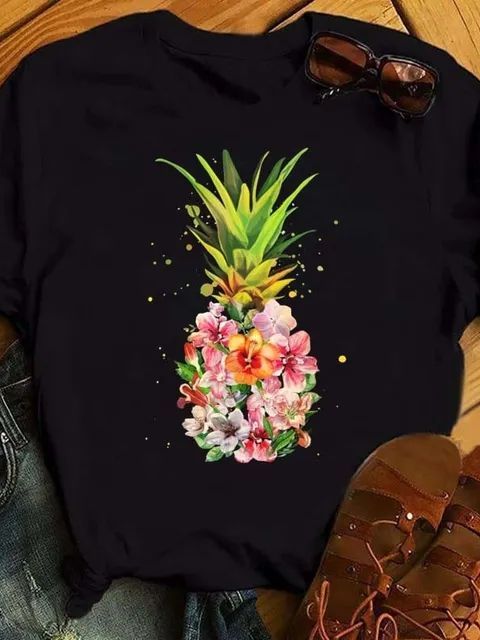 Female T-shirt Fashion Pineapple Print Top