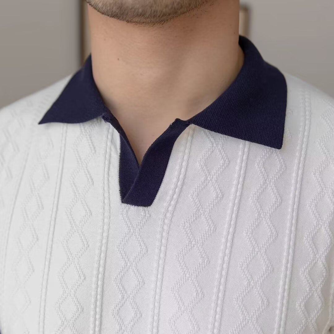 Summer Breathable Italian Color Matching Men's Polo Shirt