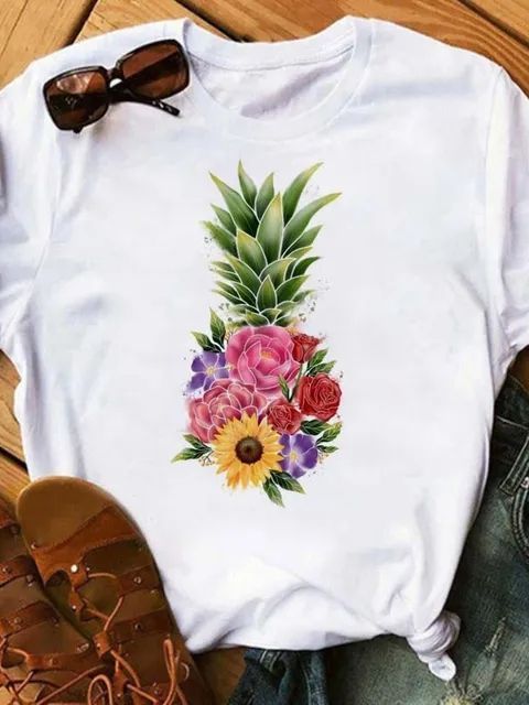 Female T-shirt Fashion Pineapple Print Top