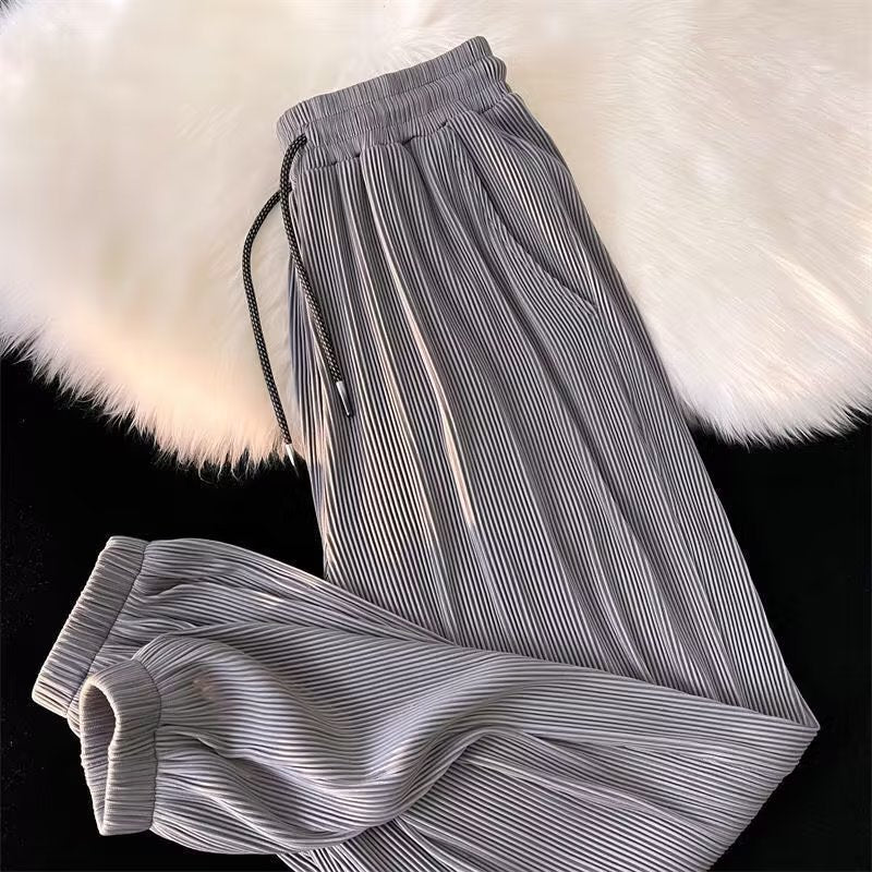 Ice Silk Pants Men's Casual Trousers Thin Ankle-tied Fashion Brand Loose Ankle-length Sports Pants