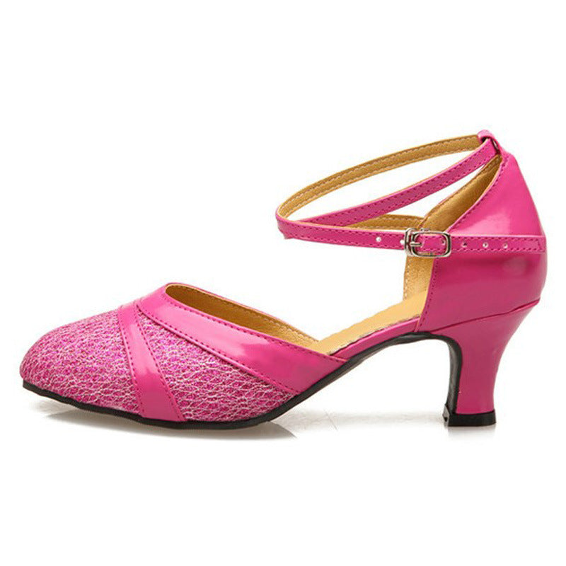 Women's Toe-covered Mid Heel Soft Bottom Dancing Shoes