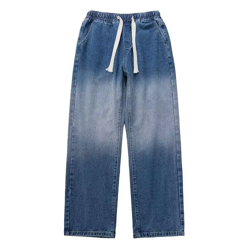 Gradient Jeans Men's Spring American Retro Washed Fashion Brand Pu Handsome Pants