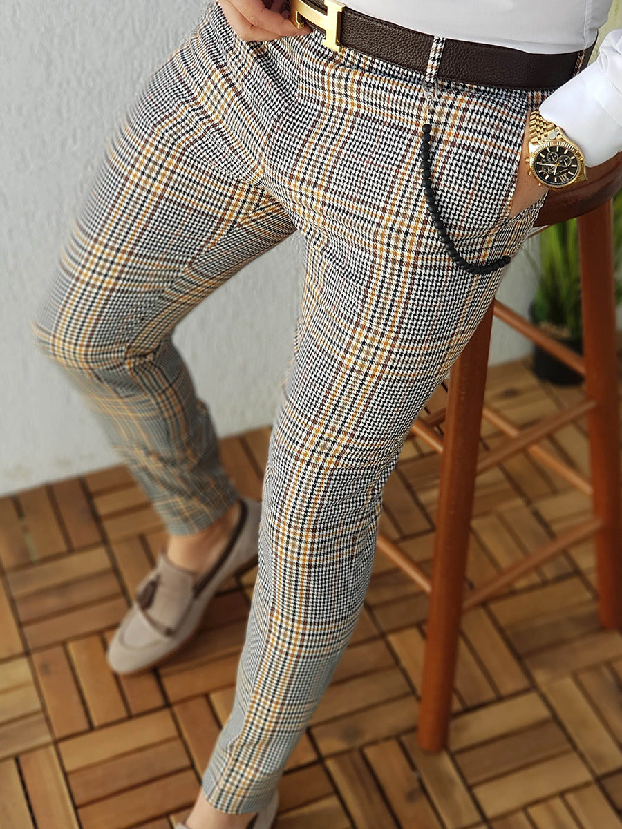 European And American New Plaid Print Men's Casual Trousers