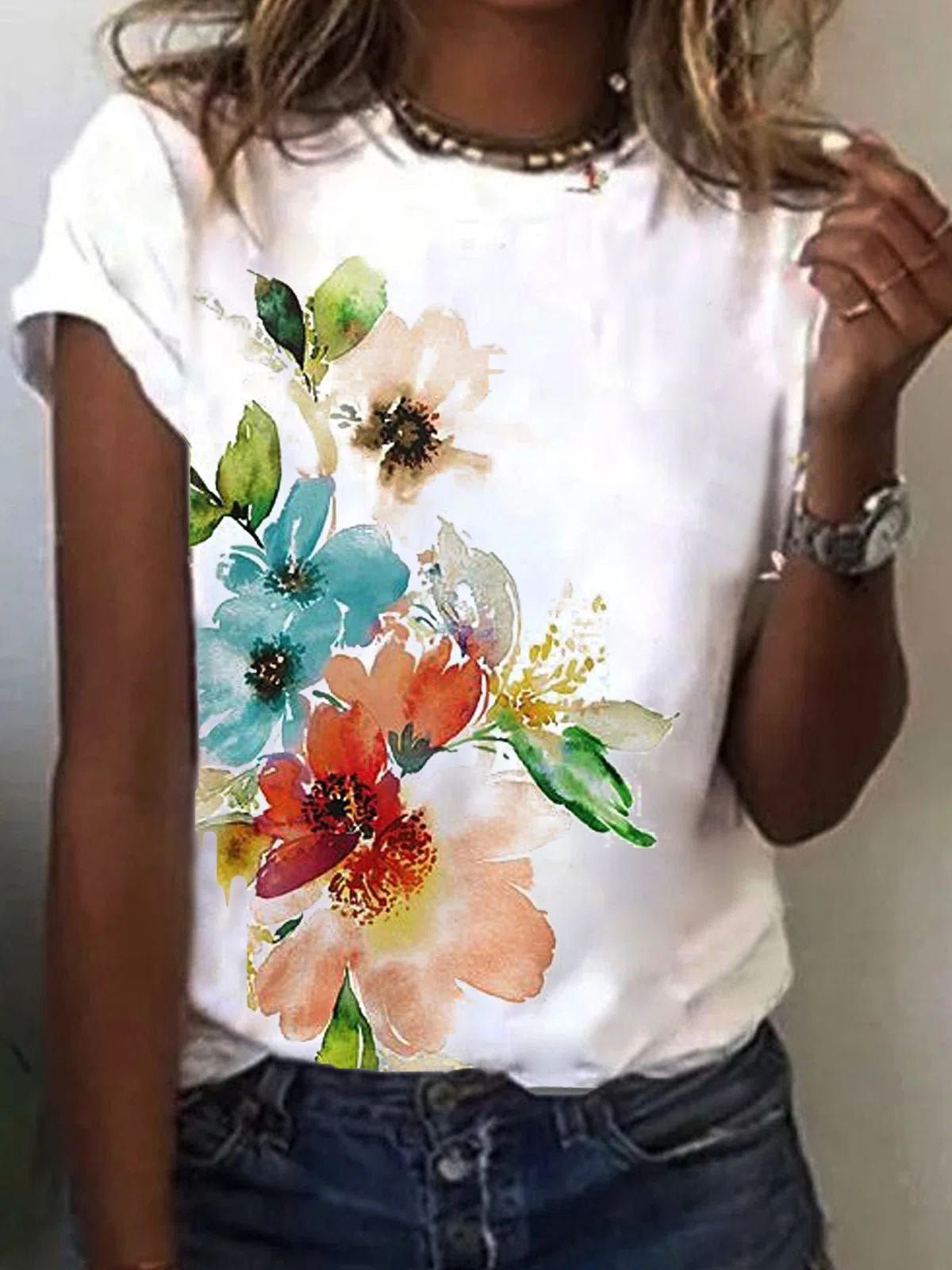 Casual Printed Short-sleeved T-shirt Trend Women's Printed Wear