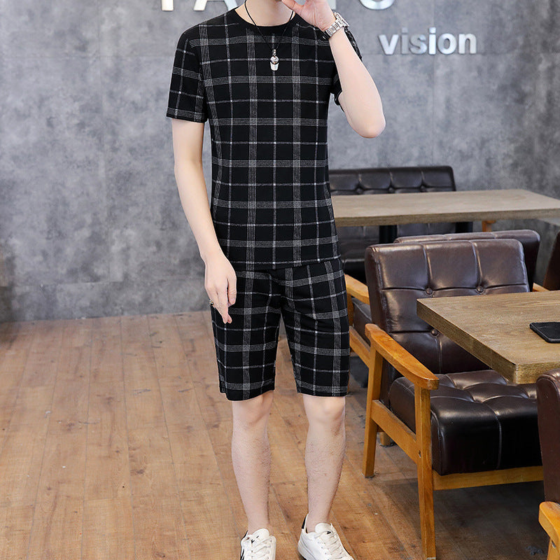 Casual Suit Short-sleeved T-shirt Male Boy Tide Brand Two-piece Shorts Shorts