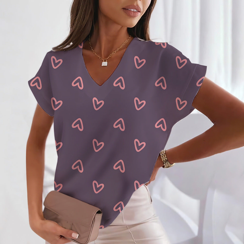 Printed Cute Sweet Short-sleeved T-shirt