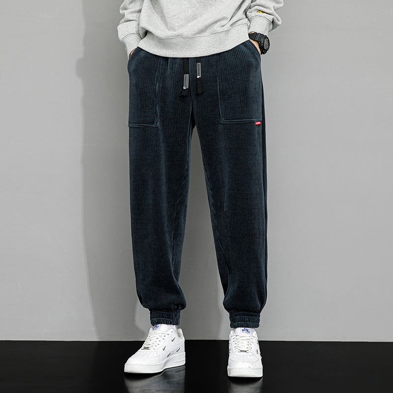 Men's Plus-sized Loose Wide Leg Corduroy Sports Casual Pants