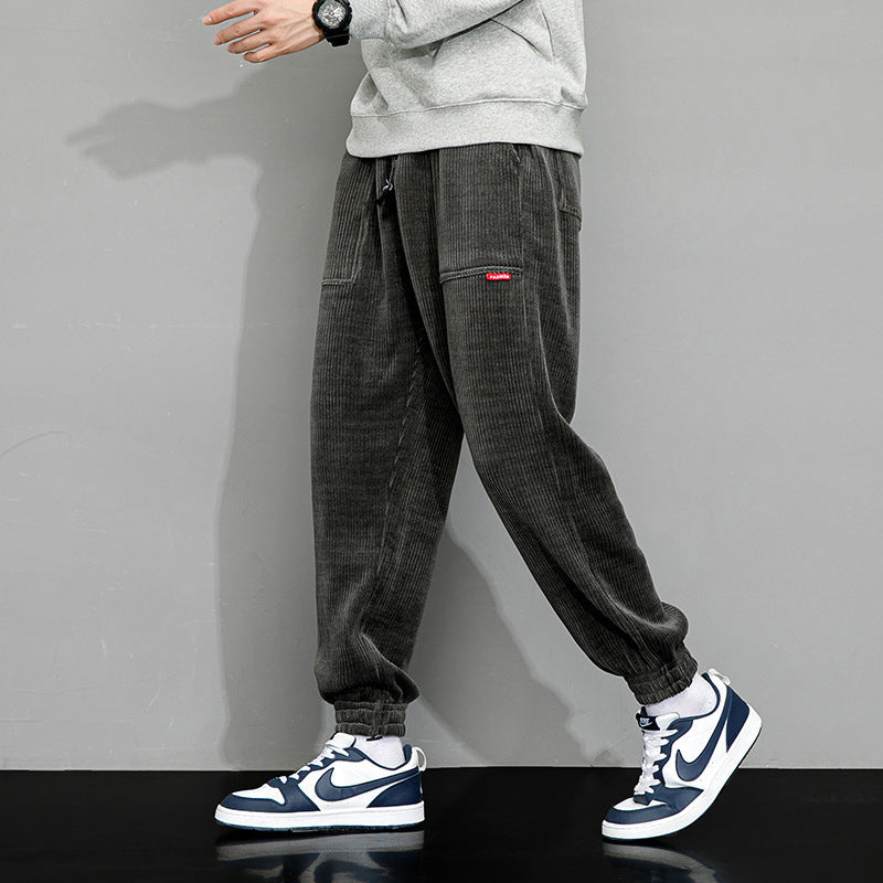 Men's Plus-sized Loose Wide Leg Corduroy Sports Casual Pants