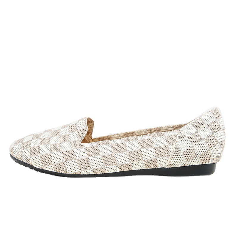 Pumps Round Head Woven Shallow Mouth Flying Woven Women's Flat Bottom