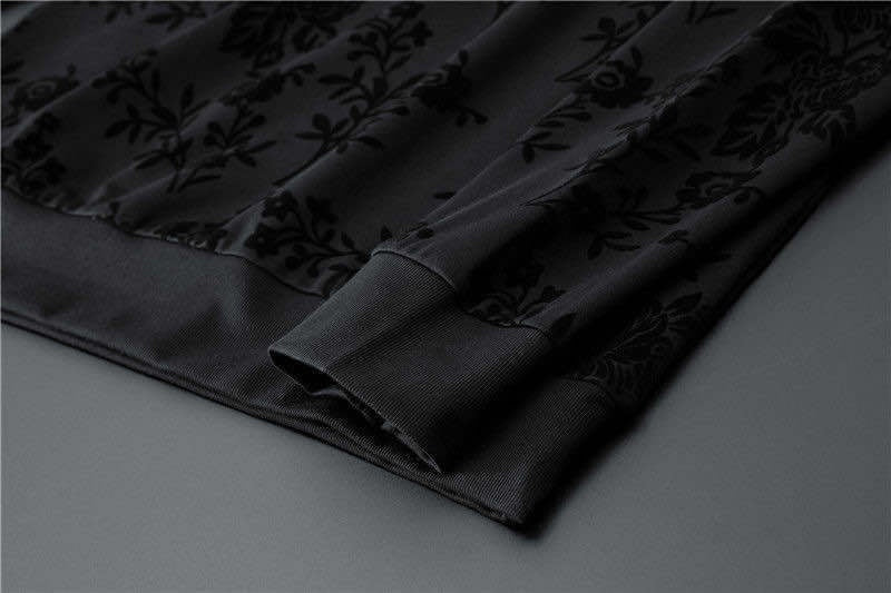 Simple Jacquard Round Neck Long-sleeved Sweater Trousers Two-piece Set