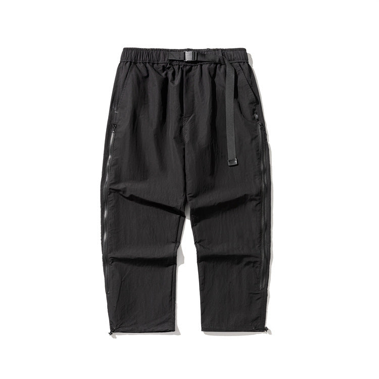 Tapered Casual Pants Men's Zipper Printing Loose