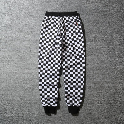 Black and white checkerboard plaid pants