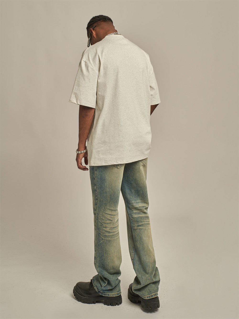 Gradient Wash Denim Straight-leg Trousers Men's Punk