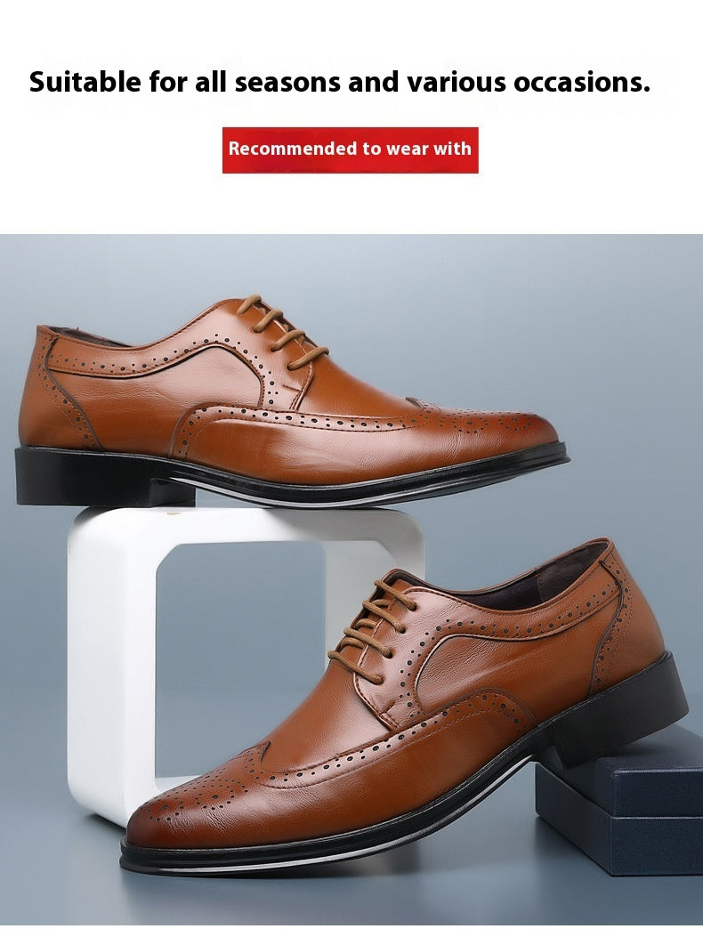 Block Carved Casual Leather Shoes For Men