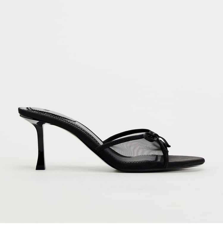Mesh Breathable Open Toe High Heel Sandals All-match Minimalist Bowknot