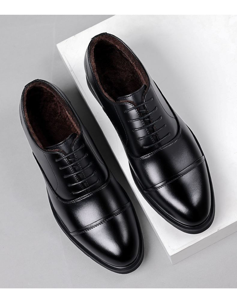 Leather Shoes Men's Height Increasing Insole Pointed Toe Wedding Shoes
