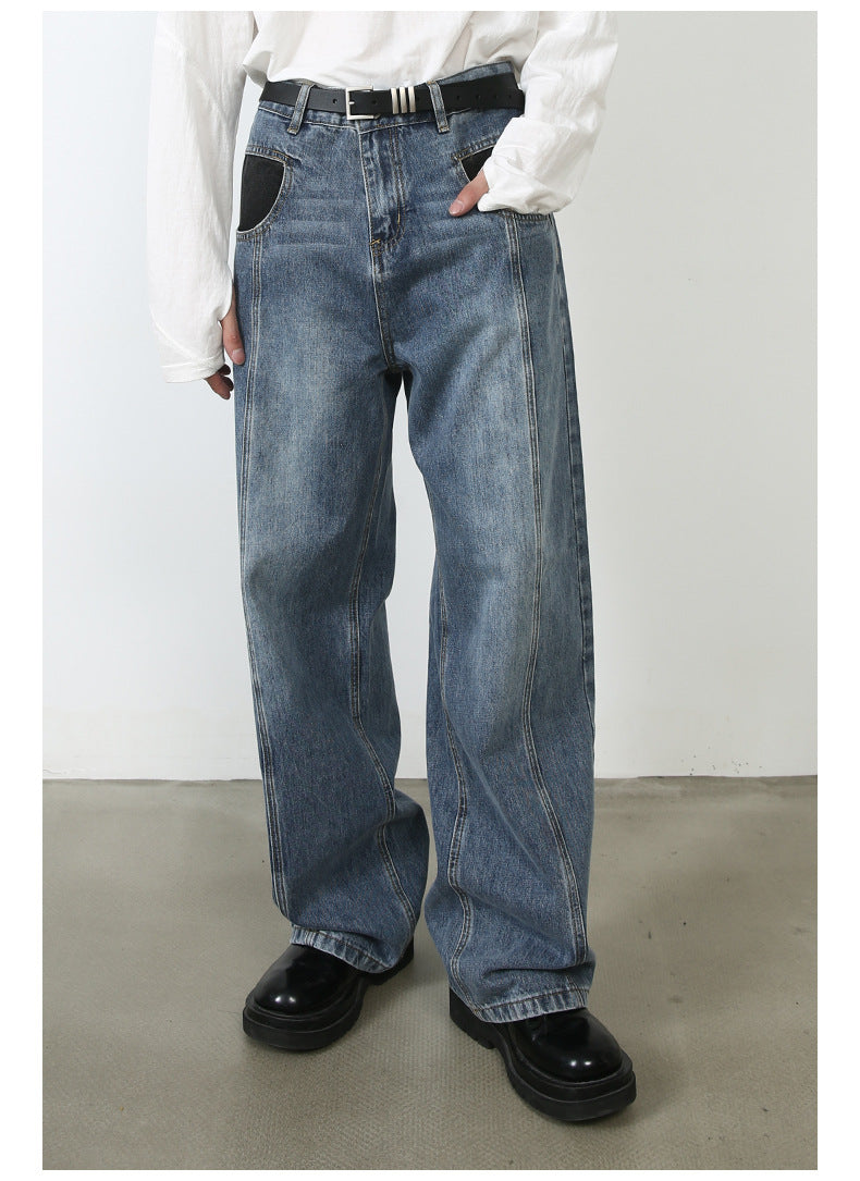 Vintage Jeans Men's Special-interest Design Pants
