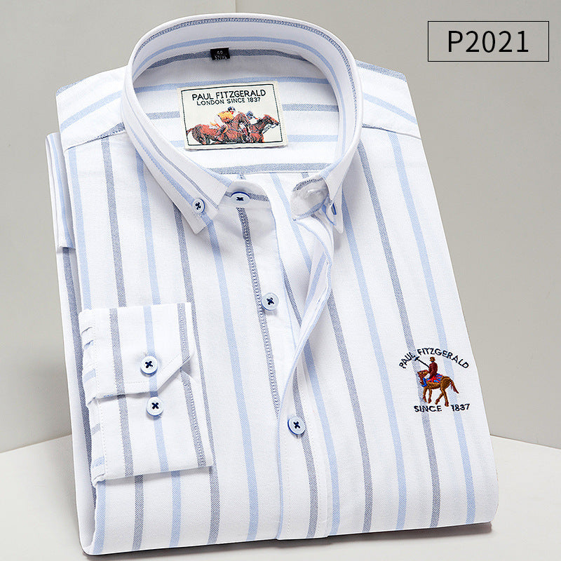 Mens Young And Middle Aged Pure Cotton Business Casual Oxford Shirt