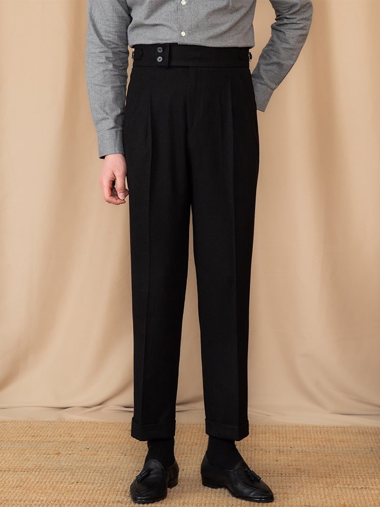 Men's Adjustable Buckle High Waist Straight Casual Suit Pants