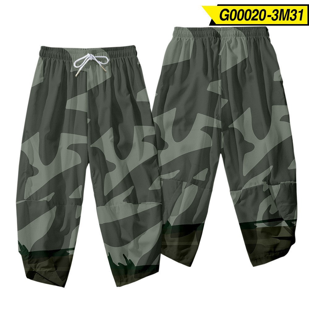 Men's Casual Pants Sun Moon 3D Creative Digital Printing Casual Cropped Pants