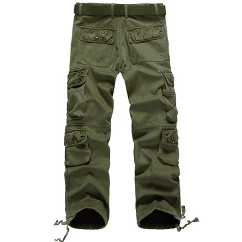 Men's Multi-pocket Casual Workwear Plus Fleece Thickened Trousers