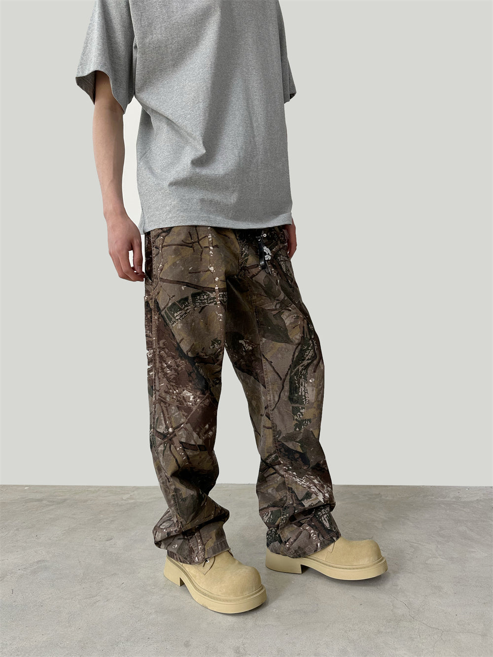 Branch Camouflage Full Printed Distressed Overalls