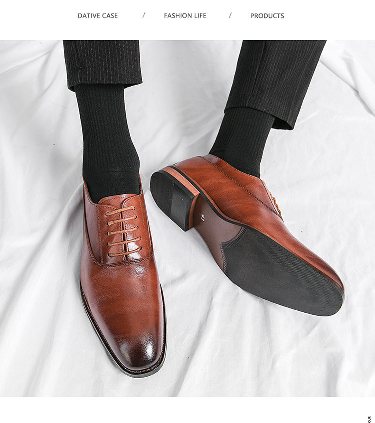 Men's Formal Leather Lace-up Rubber Sole Business Men's Shoes Gentleman