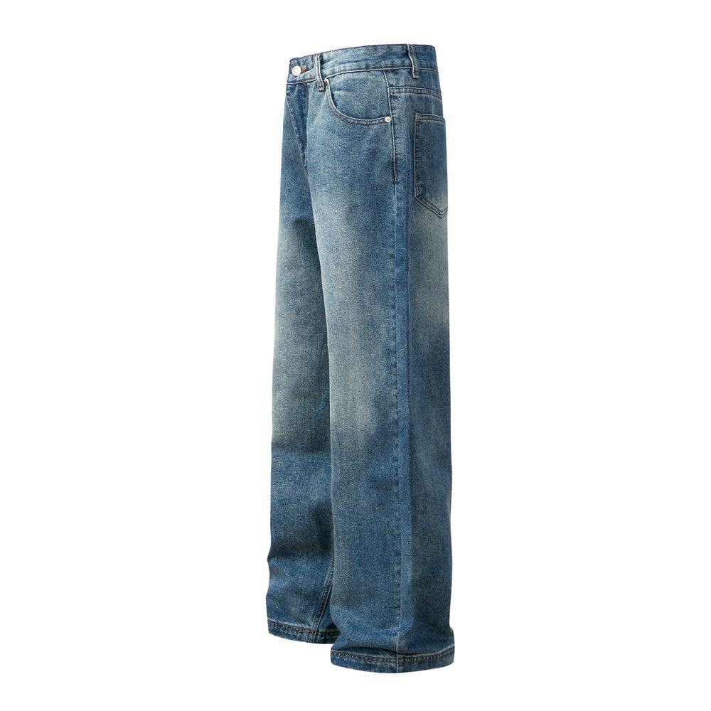 Washed Gradient Wide-leg Jeans Vintage Men's Clothing