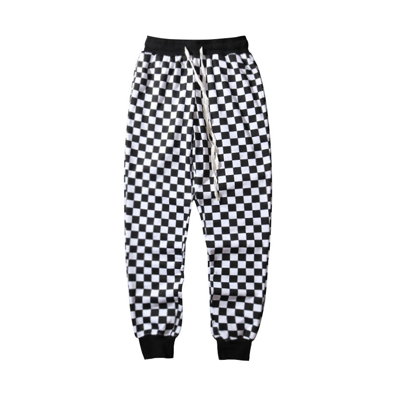 Black and white checkerboard plaid pants