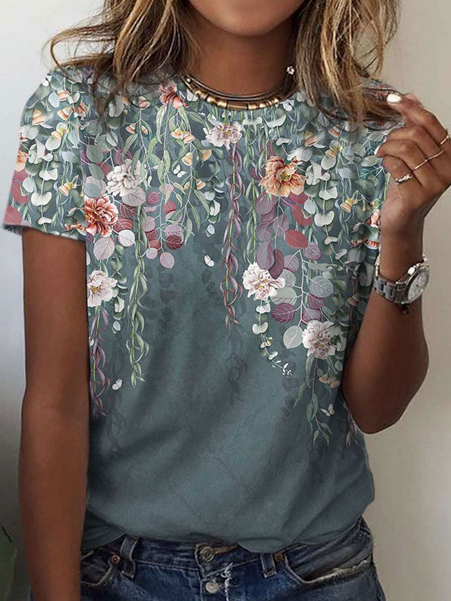 Casual Printed Short-sleeved T-shirt Trend Women's Printed Wear