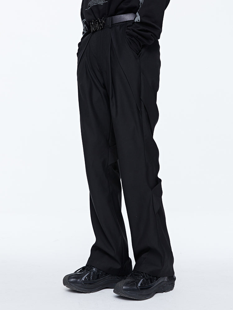 Draped Casual High Street Straight-leg Micro-flare Trousers