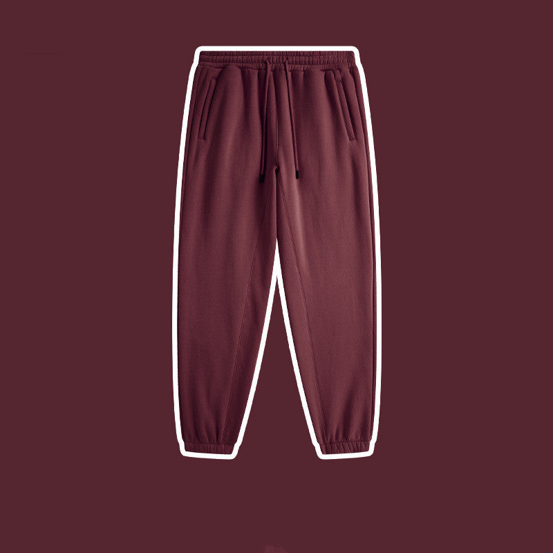 Men's Solid Color Casual Fleece Sweatpants American Fashion Brand