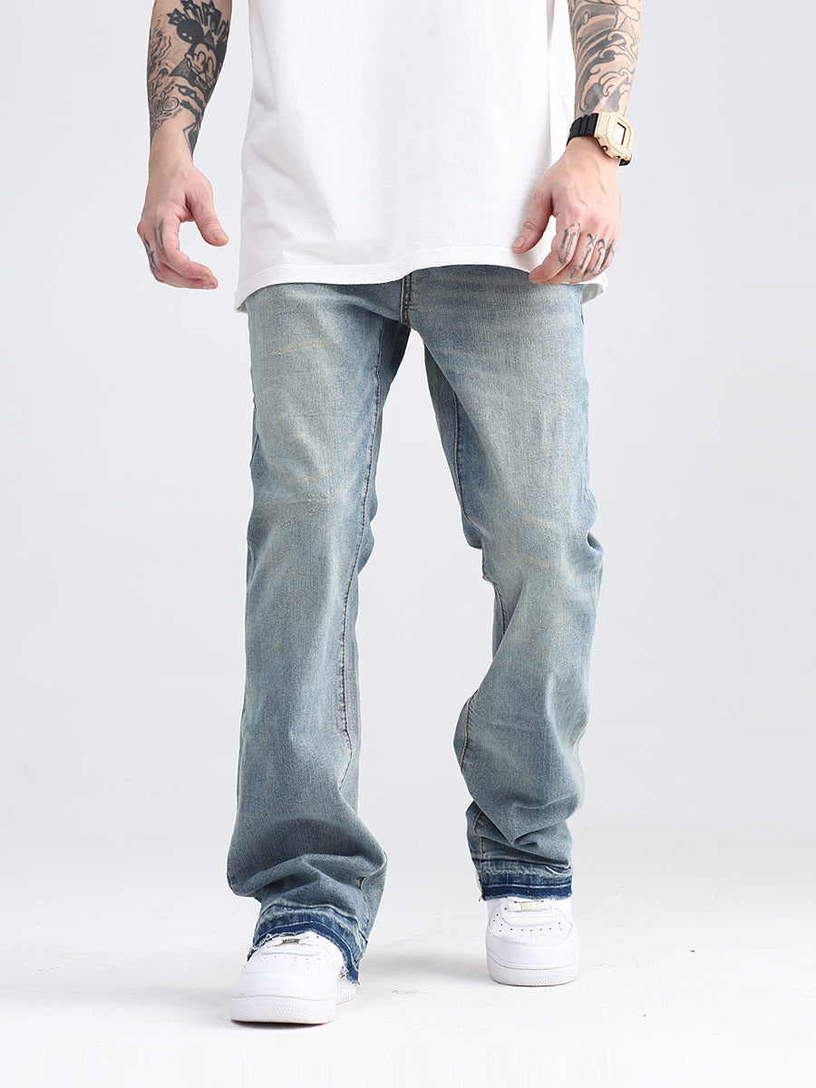 Washed Premium Drape Denim With A Slight Flare