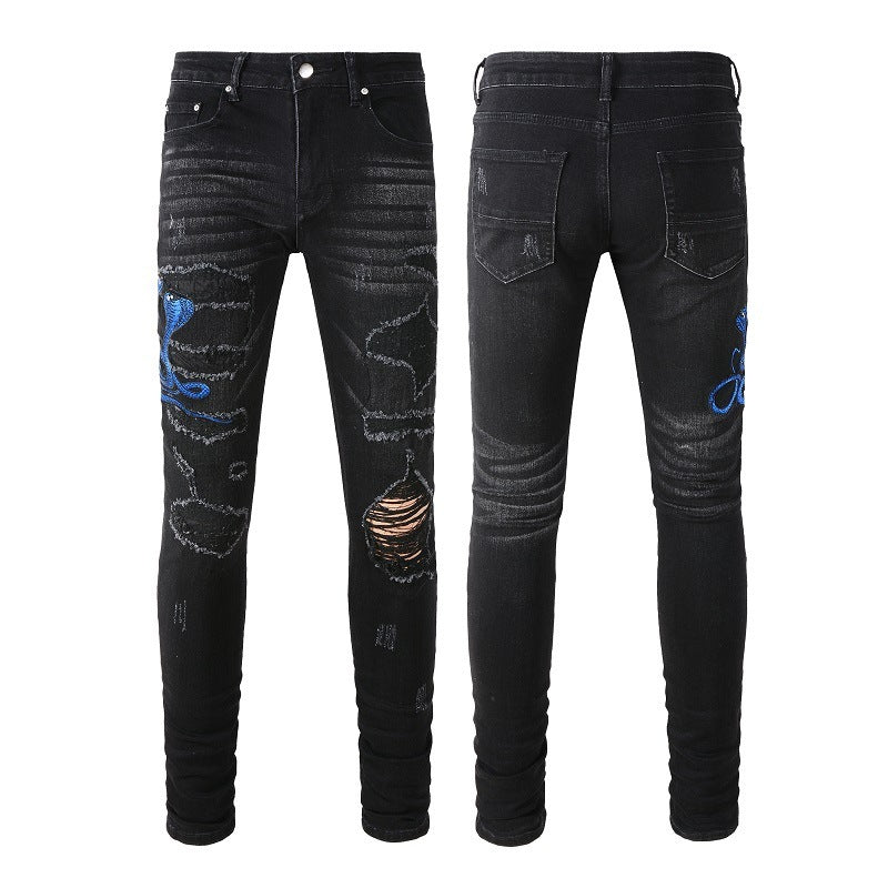 Embroidered One Piece Dropshipping Patch Skinny Jeans For Men