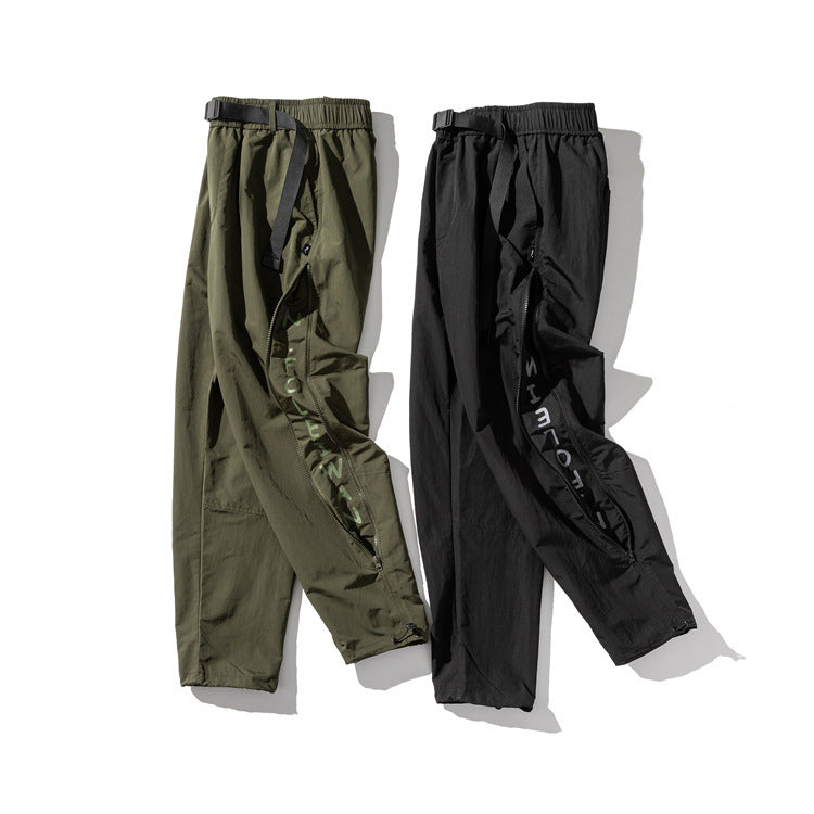 Tapered Casual Pants Men's Zipper Printing Loose