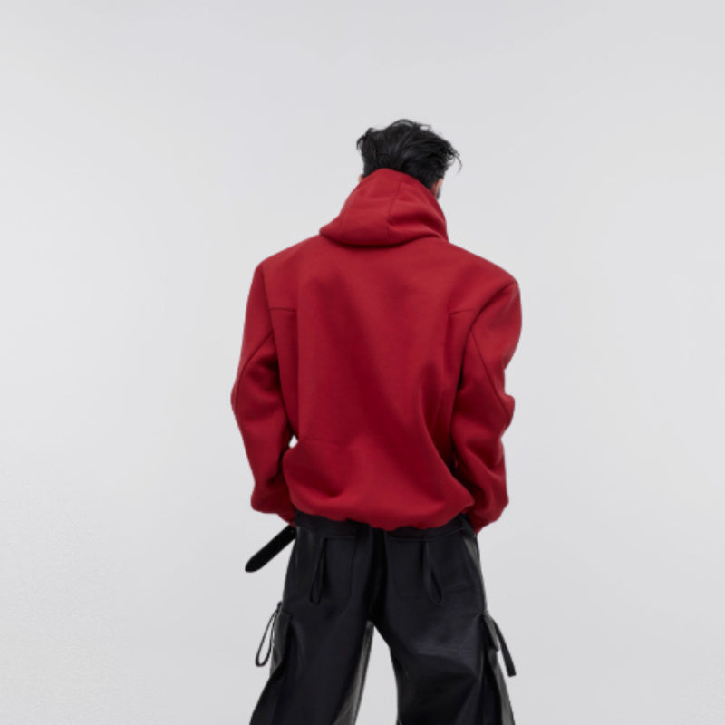CulturE Niche Heavy Shoulder Pads Metal Three-dimensional Printing Loose Men's Hooded Sweater