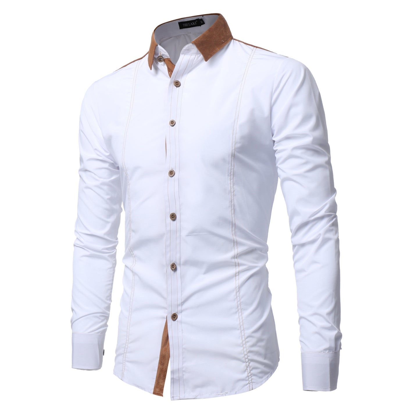 European And American Men's Long-sleeved Shirts Featuring Deerskin Collar Shirts