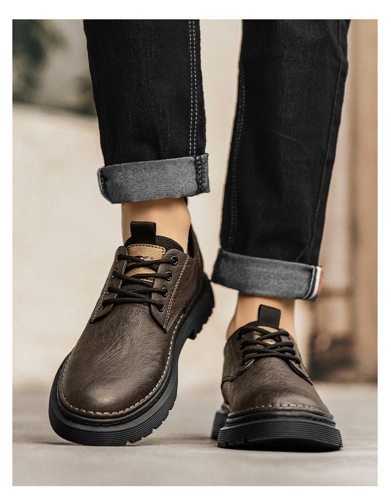 Men's Summer Breathable Casual Leather Shoes Martin Boots