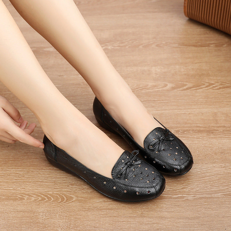 Women's Summer Hollow Out Leather Flat Shoes