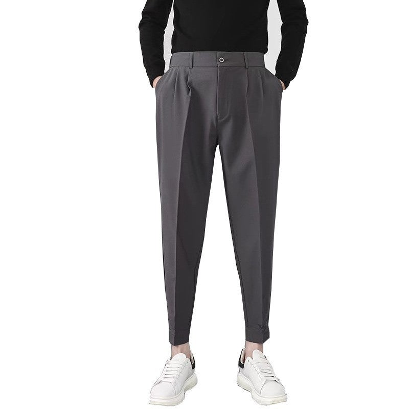 Solid Casual Men's Velcro Cuffs British Simple Trousers