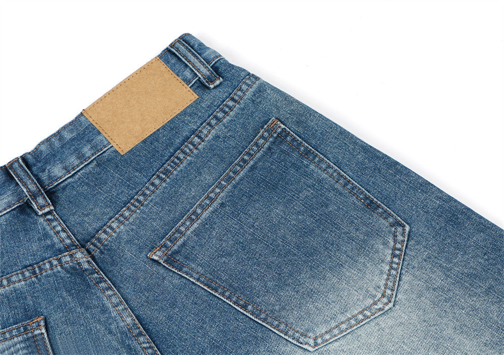 Washed Gradient Wide-leg Jeans Vintage Men's Clothing